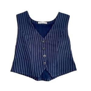 Abercrombie Navy Blue Pinstripe Button-Up Vest- Size Medium